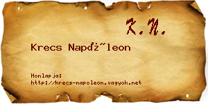 Krecs Napóleon névjegykártya
